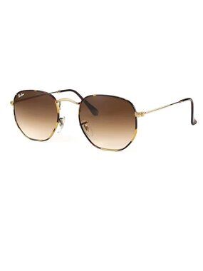 Women's  Small Square Sunglasses, Hexagonal Frame, TORTOISE/BROWN GRADIENT